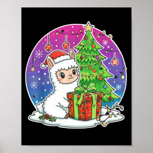 Alpaca Santa Hat Xmas Alpaca Lover Adults Boy Girl Poster
