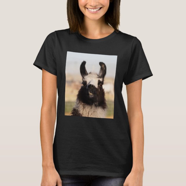 Alpaca Showing Off Cute and  Face Animal T-Shirt (Front)