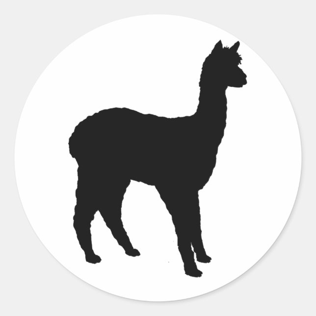 Alpaca Silhouette Classic Round Sticker (Front)