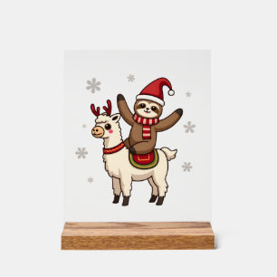 Alpaca Sloth Christmas (1) Acrylic Sign