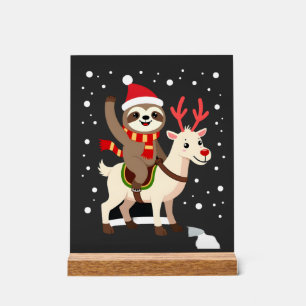 Alpaca Sloth Christmas (1) Acrylic Sign