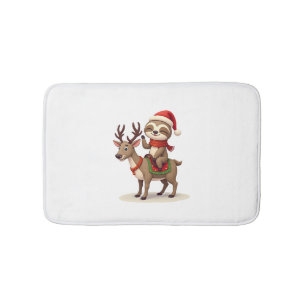 Alpaca Sloth Christmas (1) Bath Mat