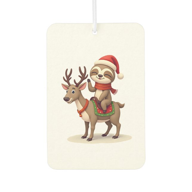 Alpaca Sloth Christmas (1) Car Air Freshener (Front)