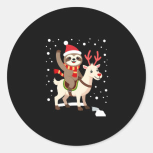 Alpaca Sloth Christmas (1) Classic Round Sticker