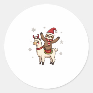 Alpaca Sloth Christmas (1) Classic Round Sticker
