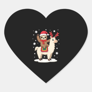 Alpaca Sloth Christmas (1) Heart Sticker