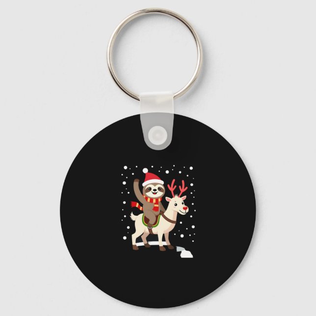 Alpaca Sloth Christmas (1) Key Ring (Front)