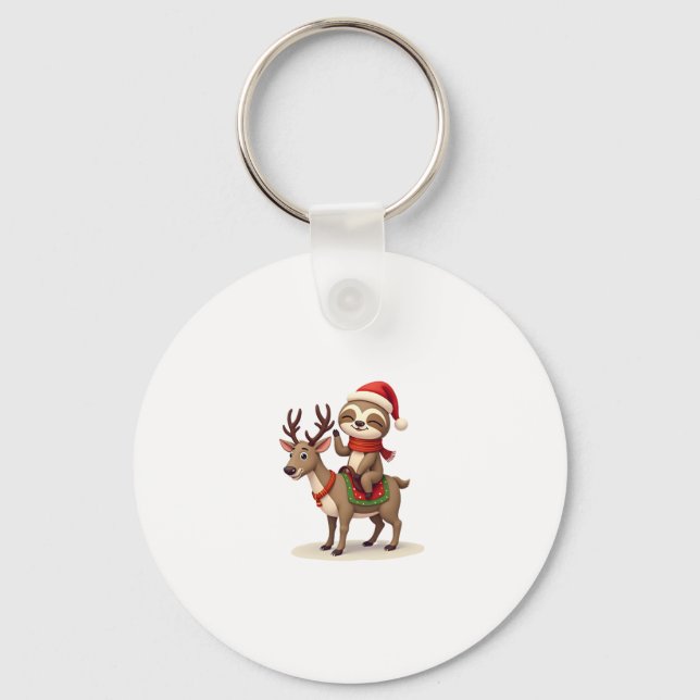 Alpaca Sloth Christmas (1) Key Ring (Front)
