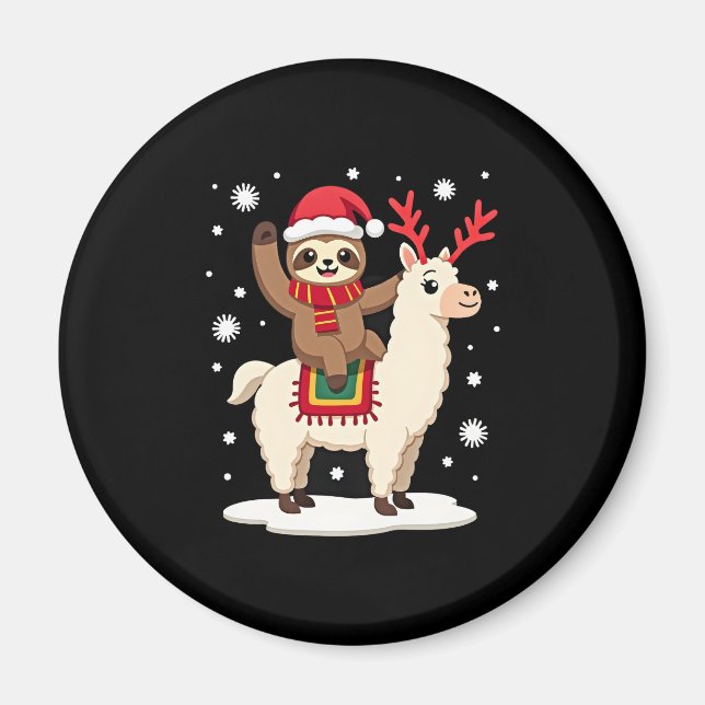 Alpaca Sloth Christmas (1) Magnet (Front)