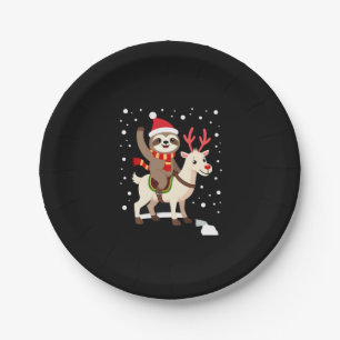 Alpaca Sloth Christmas (1) Paper Plate