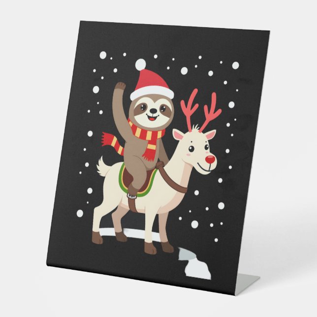 Alpaca Sloth Christmas (1) Pedestal Sign (Front)