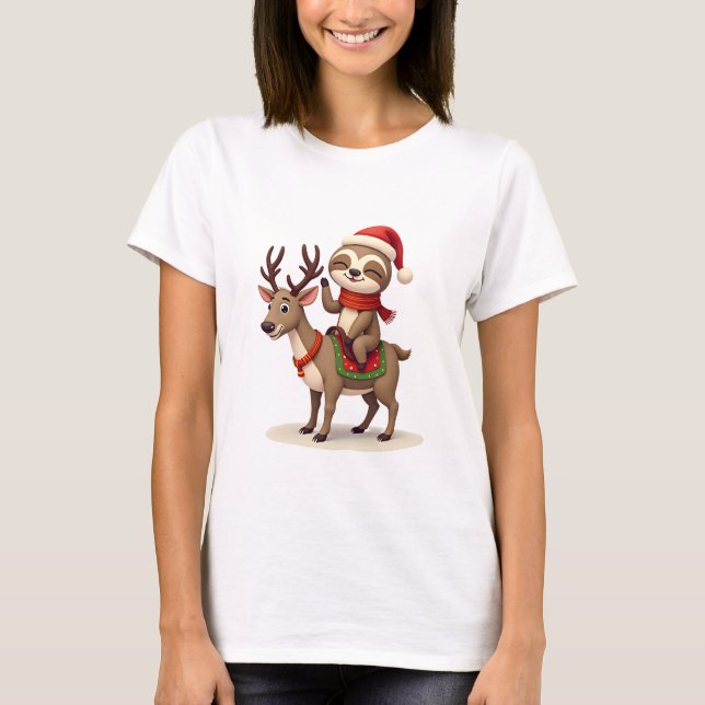 Alpaca Sloth Christmas (1) T-Shirt (Front)