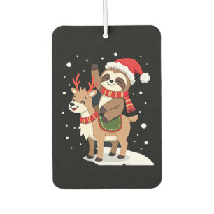 Alpaca Sloth Christmas (2) Car Air Freshener