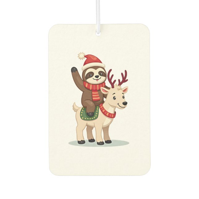 Alpaca Sloth Christmas (2) Car Air Freshener (Front)