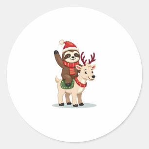 Alpaca Sloth Christmas (2) Classic Round Sticker