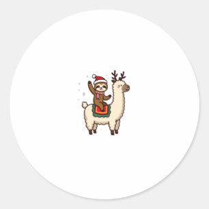 Alpaca Sloth Christmas (2) Classic Round Sticker