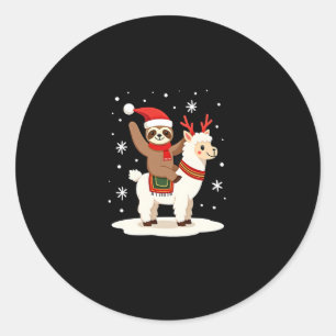 Alpaca Sloth Christmas (2) Classic Round Sticker