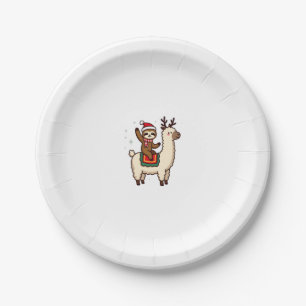 Alpaca Sloth Christmas (2) Paper Plate