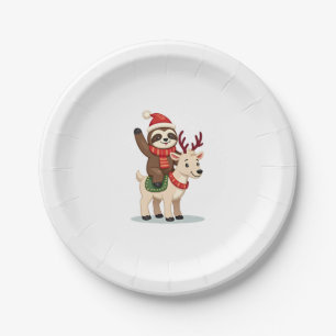 Alpaca Sloth Christmas (2) Paper Plate