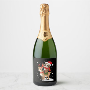 Alpaca Sloth Christmas (2) Sparkling Wine Label