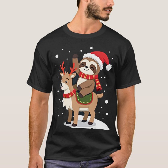 Alpaca Sloth Christmas (2) T-Shirt (Front)