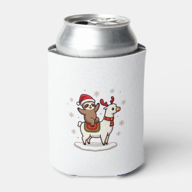 Alpaca Sloth Christmas (3) Can Cooler (Can Front)