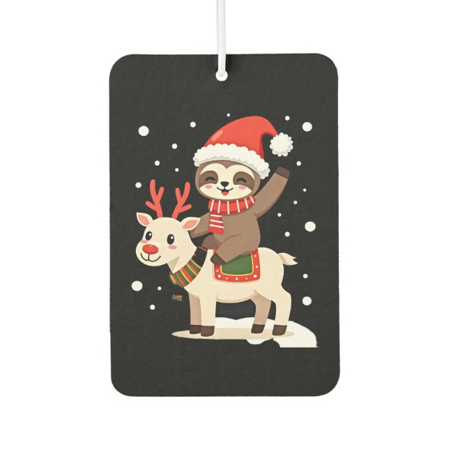 Alpaca Sloth Christmas (3) Car Air Freshener (Front)