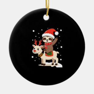 Alpaca Sloth Christmas (3) Ceramic Ornament