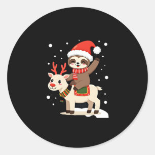 Alpaca Sloth Christmas (3) Classic Round Sticker