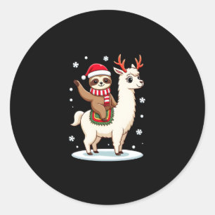 Alpaca Sloth Christmas (3) Classic Round Sticker