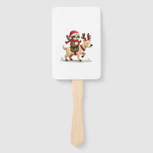 Alpaca Sloth Christmas (3) Hand Fan