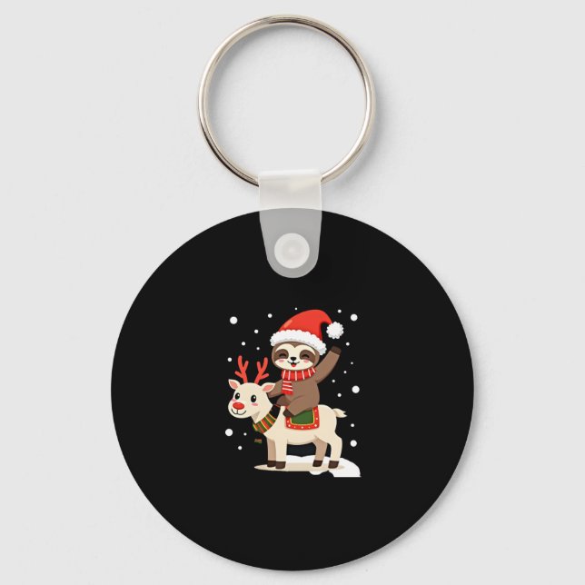 Alpaca Sloth Christmas (3) Key Ring (Front)