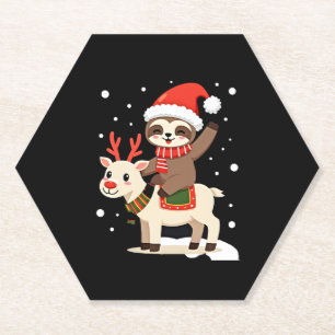 Alpaca Sloth Christmas (3) Paper Coaster