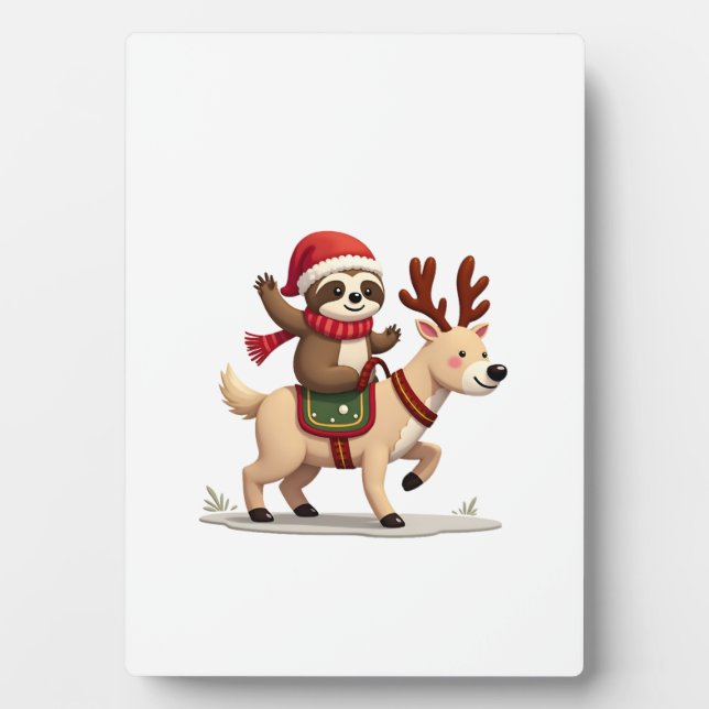 Alpaca Sloth Christmas (3) Plaque (Front)