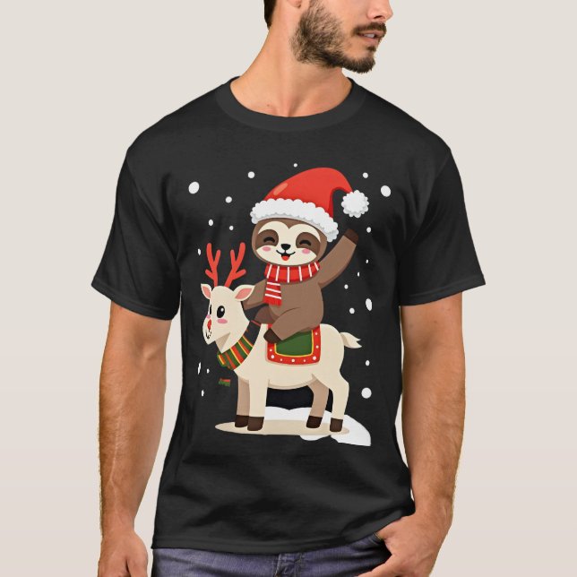 Alpaca Sloth Christmas (3) T-Shirt (Front)