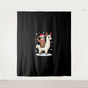 Alpaca Sloth Christmas (3) Tapestry