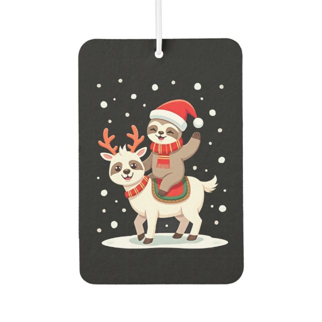 Alpaca Sloth Christmas (4) Car Air Freshener (Front)