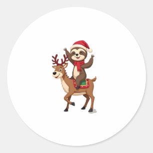 Alpaca Sloth Christmas (4) Classic Round Sticker