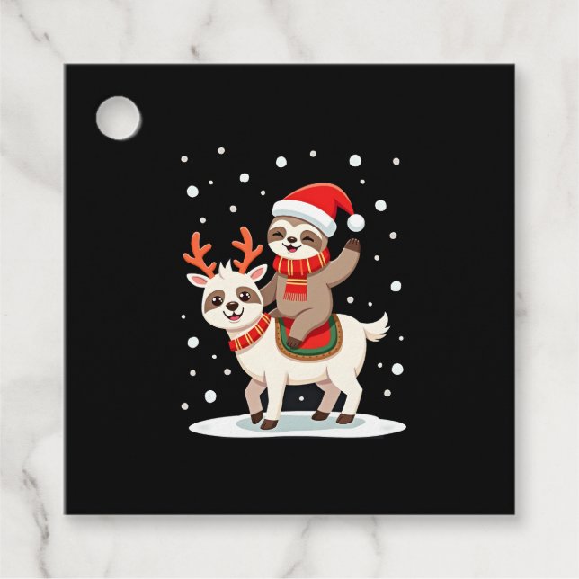 Alpaca Sloth Christmas (4) Favour Tags (Front)