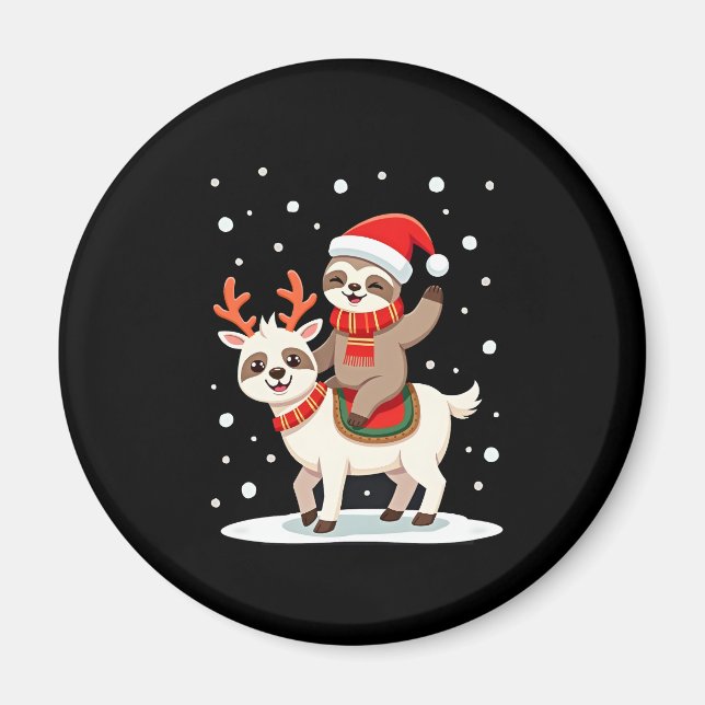 Alpaca Sloth Christmas (4) Magnet (Front)