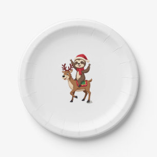 Alpaca Sloth Christmas (4) Paper Plate