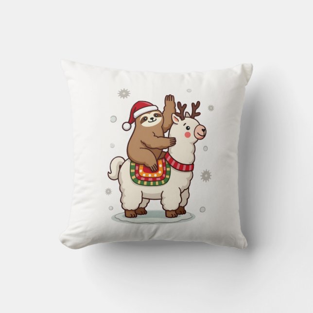 Alpaca Sloth Christmas Cushion (Front)