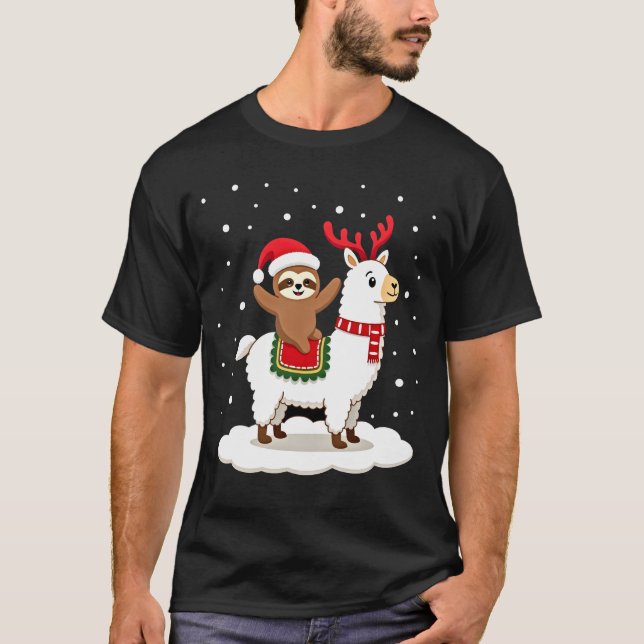 Alpaca Sloth Christmas T-Shirt (Front)
