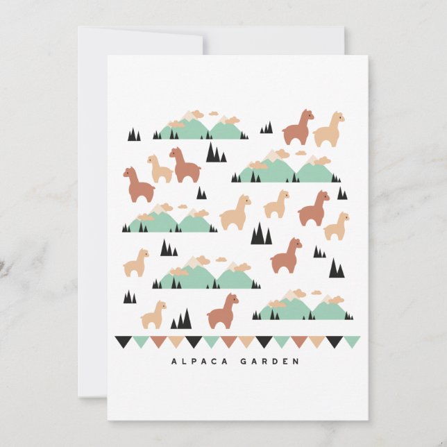 Alpaca Spring Garden T-Shirt Thank You Card (Front)