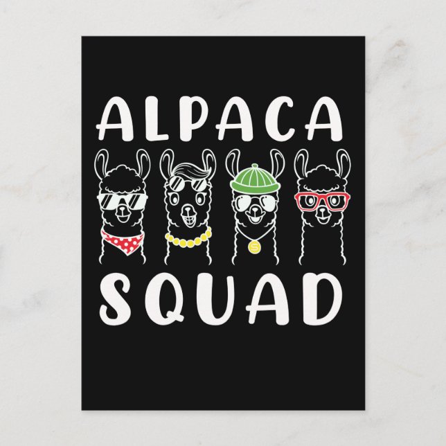 Alpaca Squad Gangster Funny Alpaca Friends Postcard (Front)