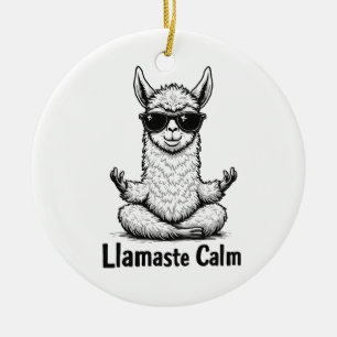 Alpaca Stay Calm Llamaste LLama Yoga Funny Ceramic Ornament