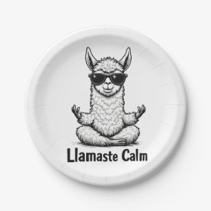 Alpaca Stay Calm Llamaste LLama Yoga Funny Paper Plate