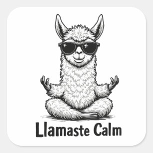 Alpaca Stay Calm Llamaste LLama Yoga Funny Square Sticker