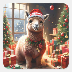 "Alpaca the Presents: A Christmas Tale" Square Sticker