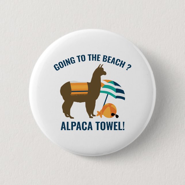 Alpaca Towel 6 Cm Round Badge (Front)